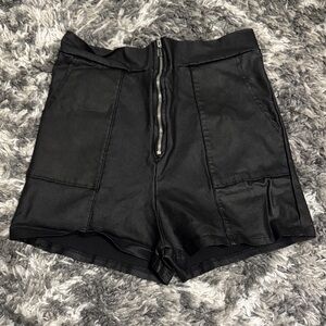 Windsor Black High Waist Leather Shorts